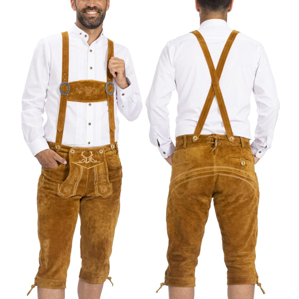 NEW OKTOBERFEST LEDERHOSEN FOR MEN - GENUINE LEATHER AUTHENTIC GERMAN LEDER